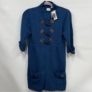 NWT Piper & Blue large junior toggle button down zipper carcoat sweater dress